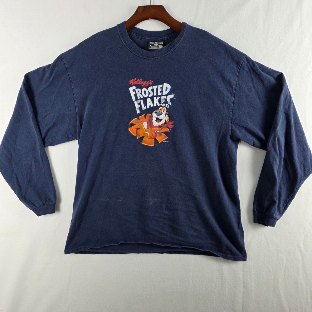 Steve & Barrys Frosted Flakes Tony The Tiger Long Sleeve Shirt Navy Blue Large